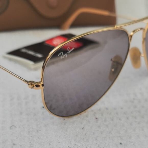 Ray-Ban Gold Frame Sunglasses with Gray Lenses main image 8